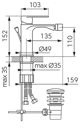 TALASSA bateria bidetowa, chrom