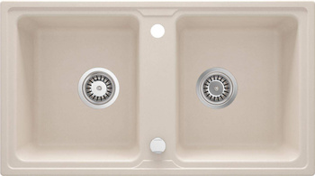 Zlewozmywak granitowy 2-komorowy beż stal ZQZ 5203