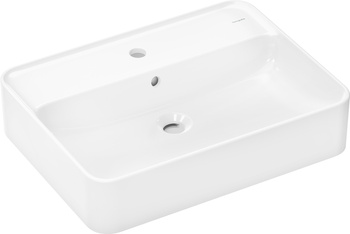 HG Xuniva Q Umywalka nablatowa 600/450 z otworem na baterię, z przelewem, SmartClean, Biały