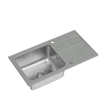 Zlewozmywak fusion RALPH 111 – jednokomorowy, wpuszczany, silver stone/elementy stalowe, Quadron