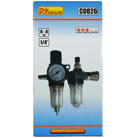 FILTR POWIETRZA PODWÓJNY Z REDUKTOREM, ODWADNIACZ 1/4'