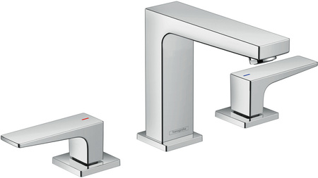 HG Metropol 3-otworowa bateria umywalkowa 110 z uchwytami jednoramiennymi i kompletem odpływowym Push-Open, Chrom