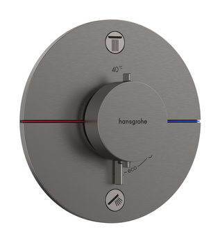 HG ShowerSelect Comfort S Bateria termostatyczna do 2 odbiorników, podtynkowa, Czarny Chrom Szczotkowany