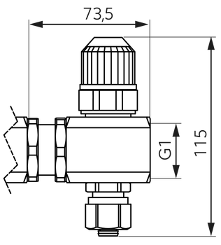 Zestaw przedłużający 1" do rozdzielacza, z zaworem termostatycznym