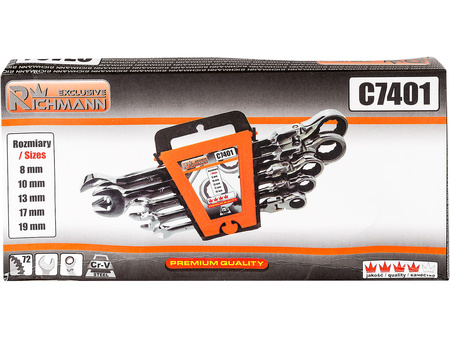 KLUCZE Z GRZECH. 8-19MM ŁAMANE 72 ZĘBY