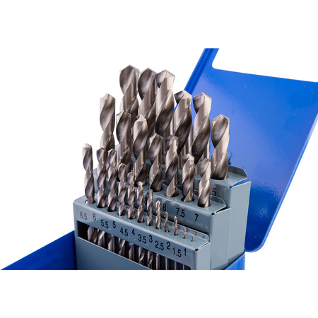 WIERTŁA DO METALU 1-13 MM 25 ELEM. METALOWE PUDEŁKO