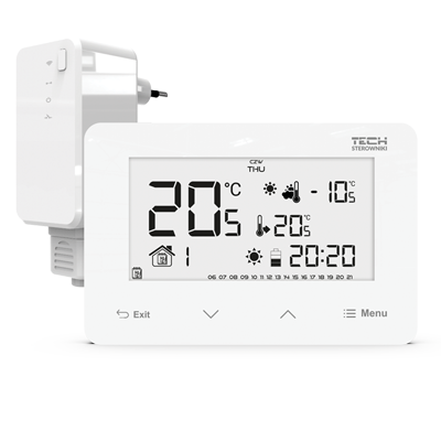 Bezprzewodowy regulator pokojowy dwustanowy (panel przedni ze szkła) ST-293 v2 biały
