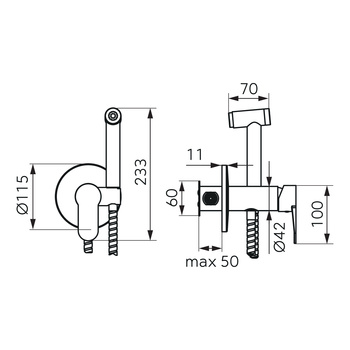 NOSTRIS bateria podtynkowa bidetowa, z zestawem, chrom