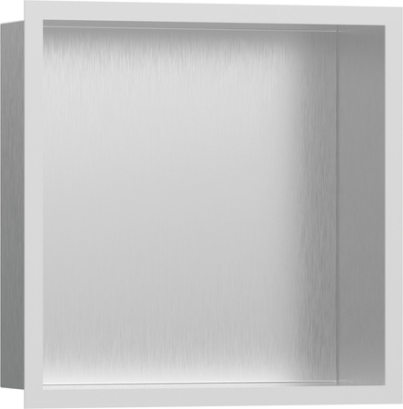 HG XtraStoris Individual Wnęka ścienna Stal Szlachetna Szczotkowana z ozdobną ramką 300/300/100, Biały Matowy
