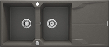 Zlewozmywak granitowy 2-komorowy z ociekaczem antracyt metalik stal ZQN T213