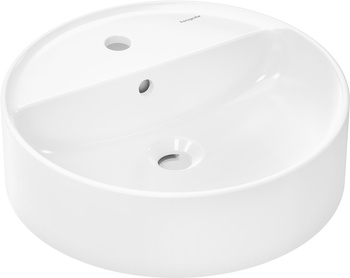 HG Xuniva S Umywalka nablatowa 450/450 z otworem na baterię, z przelewem, SmartClean, Biały