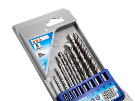 WIERTŁA DO BETONU 3-10 MM 8 ELEM. PLASTIKOWE PUDEŁKO