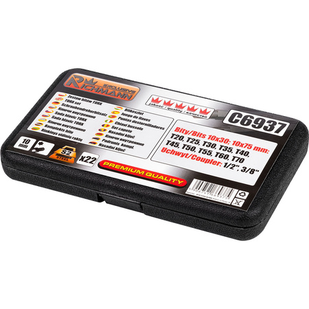 ZESTAW BITÓW 22 EL.TORX T20-T70 S2