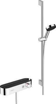 HG Pulsify Select S System prysznicowy 105 3jet Relaxation z drążkiem 90 cm i termostatyczną baterią prysznicową, natynkowy, Chrom