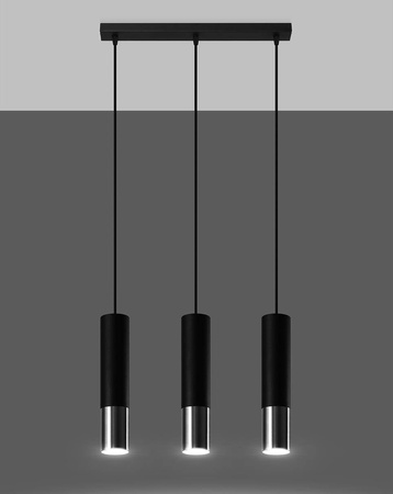 Lampa wisząca LOOPEZ 3L czarny/chrom