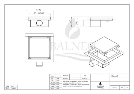 SQ-Drain 2w1 Odpływ kwadratowy 20x20 cm dwustronny chrom