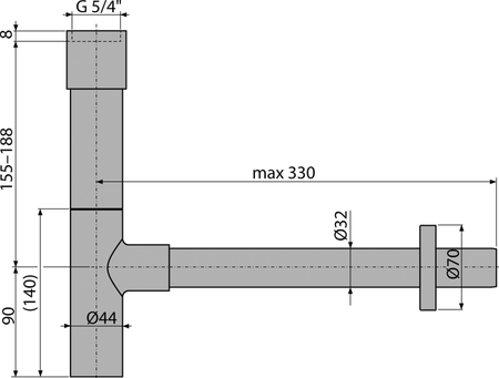 Półsyfon umywalkowy DN32 DESIGN metalowy, masywny