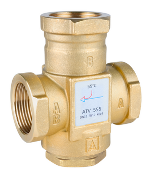 Zawór temperaturowy ATV 555, DN32, Rp1 1/4", kvs 9, 55°C