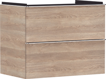 HG Xelu Q Szafka pod umywalkę wiszącą z 2 szufladami 780/475, Naturalny Dąb, Kolor uchwytów: Chrom