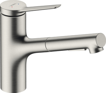HG Zesis M33 Jednouchwytowa bateria kuchenna 150, metalowa wyciągana wylewka, 2jet, Stal Szlachetna Finish