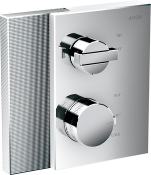 AX Edge Bateria termostatyczna z zaworem odcinającym do 1 odbiornika, podtynkowa, szlif diamentowy, Chrom