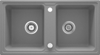 Zlewozmywak granitowy 2-komorowy szary metalik stal ZQZ S203