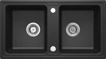 Zlewozmywak granitowy 2-komorowy grafit stal ZQZ 2203