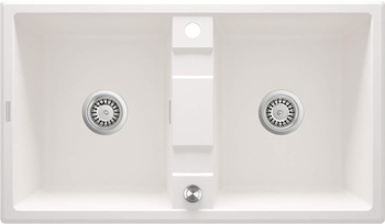 Zlewozmywak granitowy 2-komorowy alabaster stal ZQE A203