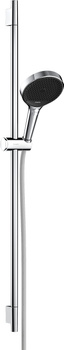 HG Rainfinity Zestaw prysznicowy 130 3jet z drążkiem S Puro 90 cm PushSlider i tekstylnym wężem Designflex 160 cm, Chrom