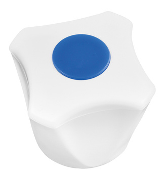 Pokrętło 4-kątne białe z zaślepką niebieską