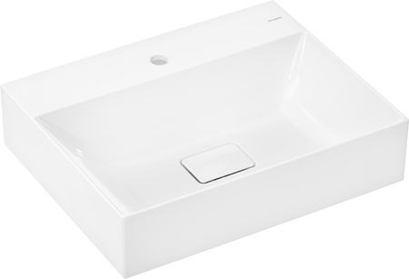 HG Xevolos E Umywalka wpuszczana w blat 600/480, szlifowana z otworem na baterię, bez przelewu, SmartClean, Biały