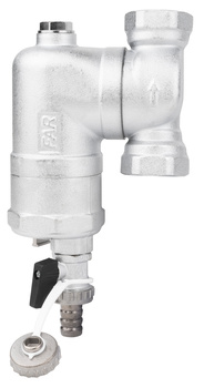 Separator zanieczyszczeń FAR 202, chromowany, z magnesem i zaworem spustowym, ruchome przyłącza Rp1''