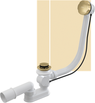 Syfon wannowy, korek automatyczny, GOLD-połysk