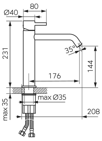 CIRICULUS bateria umywalkowa średnia, chrom
