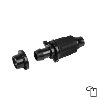 QJ Łącznik do rur kroplujących PE 16mm, wpinka do węża FLAT z uszczelką - metka