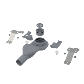 Mocno obniżony syfon DN40 oraz zestaw regulowanych nóżek