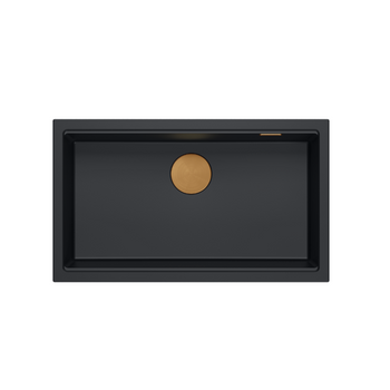 LOGAN 110 GraniteQ zlewozmywak pure carbon 76x45x23,5 cm 1-komorowy podwieszany z syfonem manualnym miedziany + PATELNIA WOK TEFAL