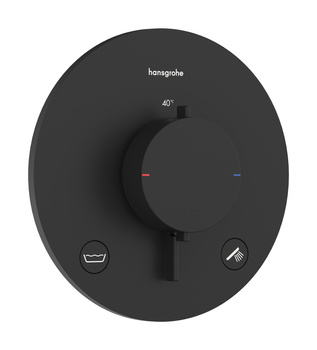 HG Ecostat Comfort S Bateria termostatyczna do 2 odbiorników zgodna z normą EN 1717, podtynkowa, Czarny Matowy