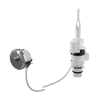 Zdalne pneumatyczne spłukiwanie – ręczne, chrom-połysk, zabudowa: do ściany