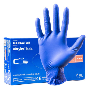 Rękawice nitrylowe niebieskie Mercator Nitrylex Basic rozmiar XL 100 szt. dark blue