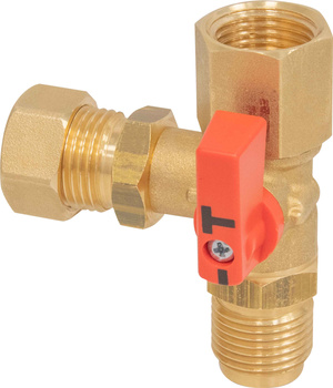 Kurek manometryczny AMC 3-drogowy, G1/2'' x nakrętka G1/2'' x kontrolne G1/2'', PN25