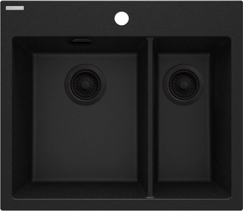 Zlewozmywak granitowy 1.5-komorowy grafit metalik nero ZQE G503