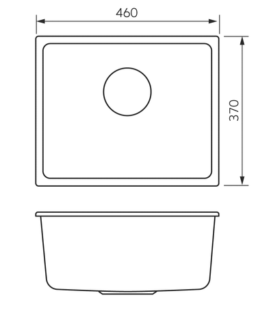 STAMPO zlewozmywak granitowy 1-kom podblatowy 37/46 cm, szary