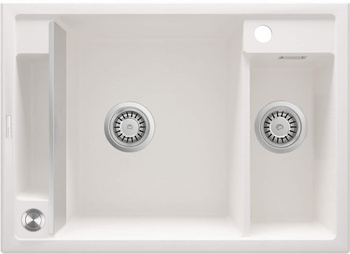 Zlewozmywak granitowy magnetyczny 1.5-komorowy alabaster stal ZRM A503