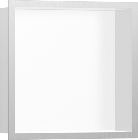 HG XtraStoris Individual Wnęka ścienna Biały Matowy z ozdobną ramką 300/300/100, Stal Szlachetna Szczotkowana