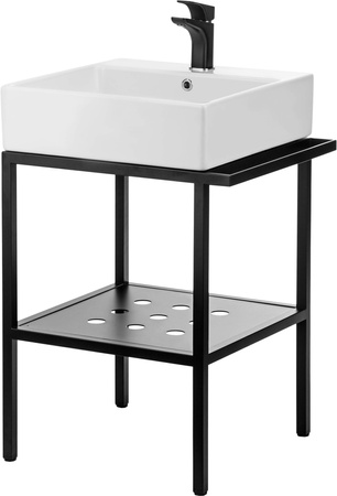 Konsola łazienkowa stojąca z umywalką - 56.5x40 cm nero biały CDTS6U4S