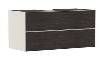 HG Xevolos E Szafka pod szlifowaną umywalkę wpuszczaną w blat /nablatowąz 2 szufladami 1180/550, Piaskowy Beż Matowy, Kolor frontu: Ciemny Dąb