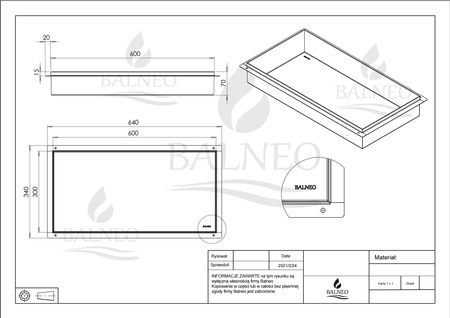 WALL-BOX No Rim Black - Półka wnękowa bezramkowa czarna 60x30x7 cm