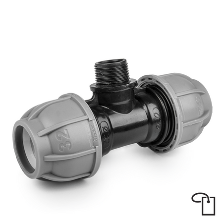 PN10 Trójnik do rur PE 25mm / GZ 3/4" - metka