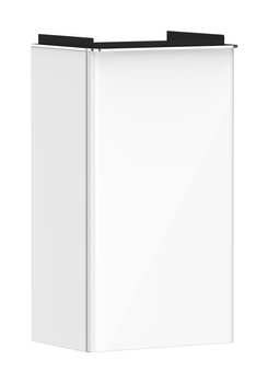 HG Xelu Q Szafka pod małą umywalkę wiszącą z drzwiami prawymi 340/245, Biały Wysoki Połysk, Kolor uchwytów: Chrom
